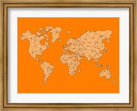 World Map Orange 1 Fine Art Print