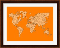 World Map Orange 1 Fine Art Print