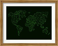 World Map Green Wire Fine Art Print