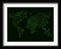 World Map Green Wire Fine Art Print
