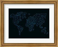 World Map Blue Wire Fine Art Print