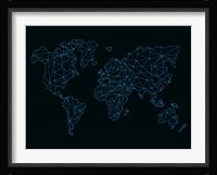 World Map Blue Wire Fine Art Print