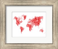 World Map Red Drawing Fine Art Print