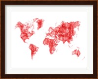 World Map Red Drawing Fine Art Print