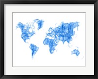 World Map Blue Drawing Fine Art Print