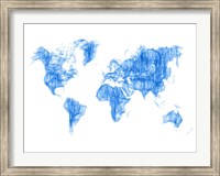 World Map Blue Drawing Fine Art Print