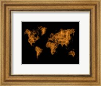 World Map Orange Drawing Fine Art Print