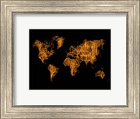 World Map Orange Drawing Fine Art Print