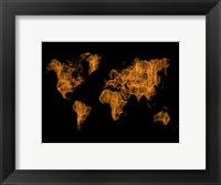 World Map Orange Drawing Fine Art Print