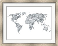 Pencile Scribble World Map 1 Fine Art Print