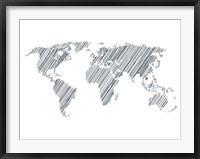 Pencile Scribble World Map 1 Fine Art Print