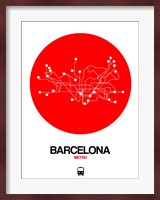Barcelona Red Subway Map Fine Art Print
