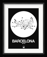 Barcelona White Subway Map Fine Art Print