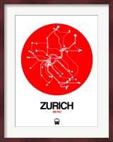 Zurich Red Subway Map Fine Art Print