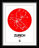 Zurich Red Subway Map Fine Art Print
