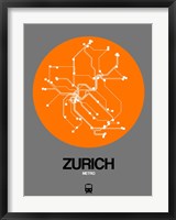 Zurich Orange Subway Map Fine Art Print