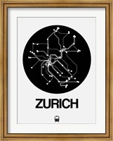 Zurich Black Subway Map Fine Art Print