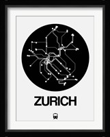 Zurich Black Subway Map Fine Art Print