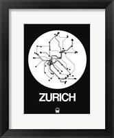 Zurich White Subway Map Fine Art Print
