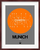 Munich Orange Subway Map Fine Art Print