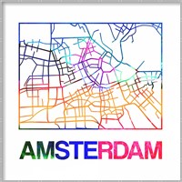 Amsterdam Watercolor Street Map Fine Art Print
