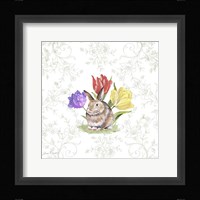Bunnies In The Tulips-E Framed Print