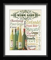 Wine List Framed Print