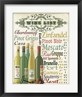 Wine List Framed Print