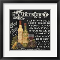 Wine List Chalkboard Framed Print