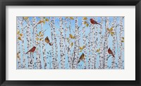 Cardinals Among The Birch Fine Art Print
