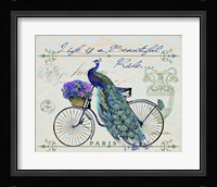 Peacock On Bicylce II Framed Print