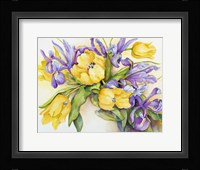 Yellow Tulips with Blue Iris Fine Art Print
