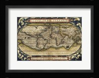 Cosmos-Ortelius World Map 1570 Framed Print