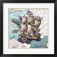 Map Of France As A Ship-1796 Framed Print