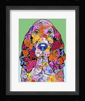 Flowers Basset Hound Framed Print