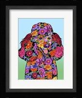 Flowers Poodle Black Fine Art Print
