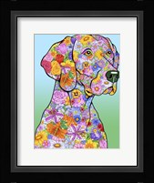 Flowers Weimaraner Framed Print
