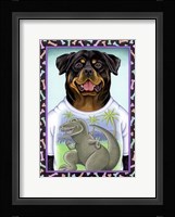 Rottweiler Dinosaur Framed Print
