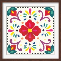 Floral Fiesta White Tile XII Fine Art Print