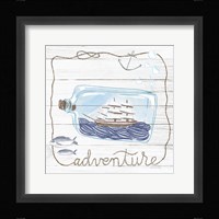 Ship in a Bottle Adventure Shiplap Framed Print
