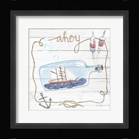 Ship in a Bottle Ahoy Shiplap Framed Print