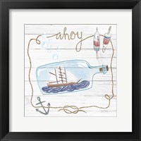 Ship in a Bottle Ahoy Shiplap Framed Print
