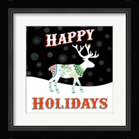 Mod Holiday on Black I Framed Print