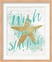 Silver Sea Life Aqua Starfish Shiplap Fine Art Print