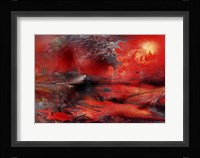 Volcano Planet Red Framed Print