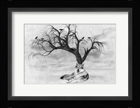 Lone Wolf And Tree Framed Print