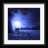 Moon Night And Wolf Fine Art Print