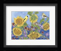 Goldfinches With Sunflowers Fine Art Print