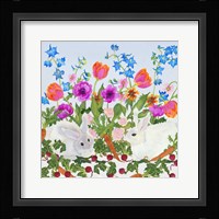 Rabbits And Carrot Framed Print