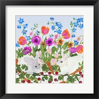 Rabbits And Carrot Framed Print